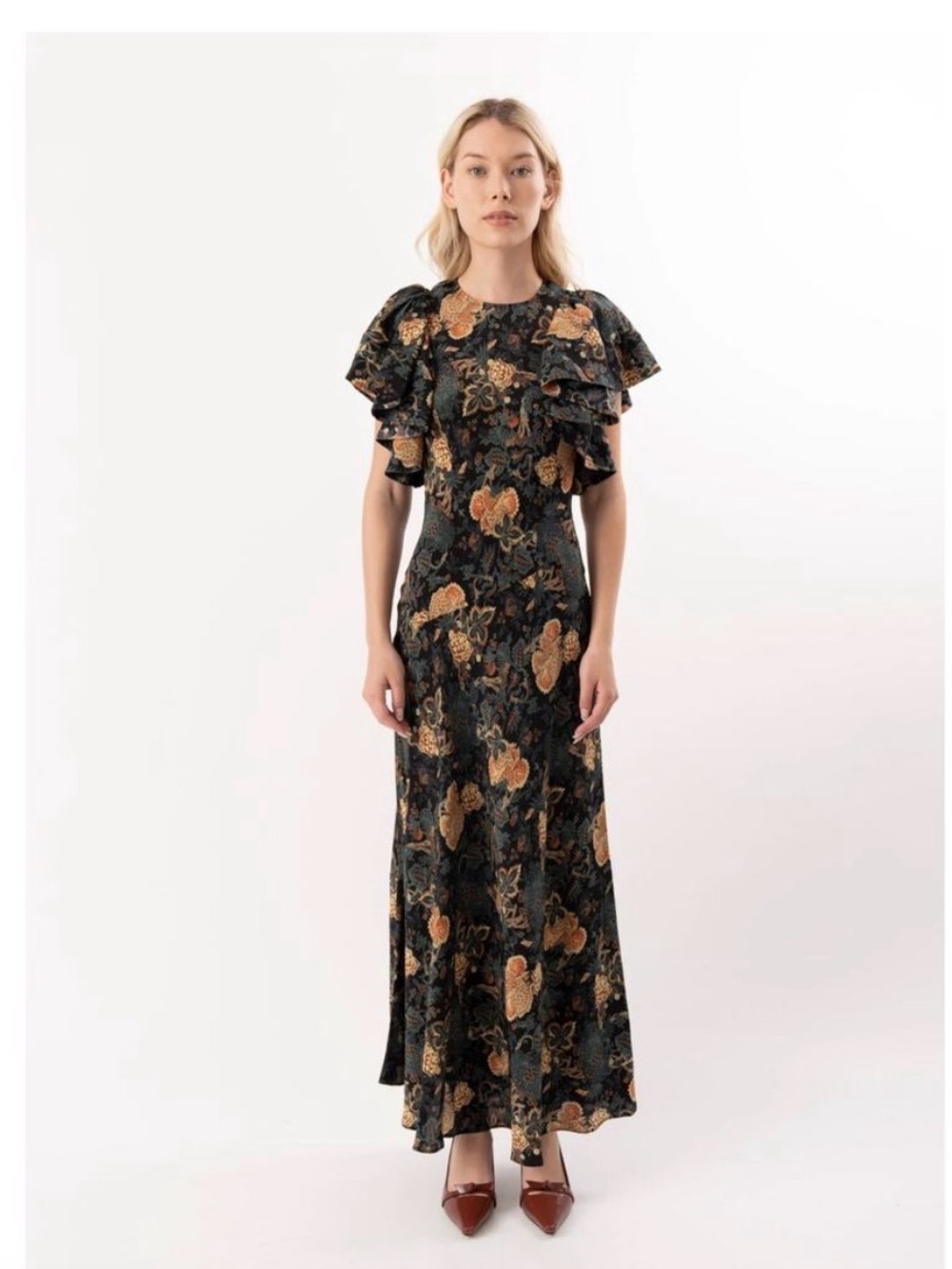 Ulla Johnson Mariam Floral Ruffle Sleeve Maxi Dress